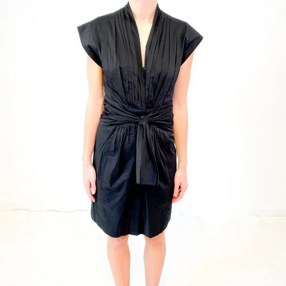 Anthropologie Dress BCBGMaxAzria 0 Kimono Wrap Belt Mini Black - Picture 8 of 11